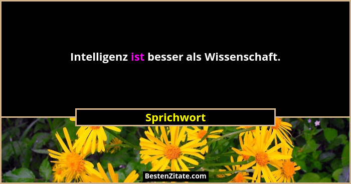 Intelligenz ist besser als Wissenschaft.... - Sprichwort