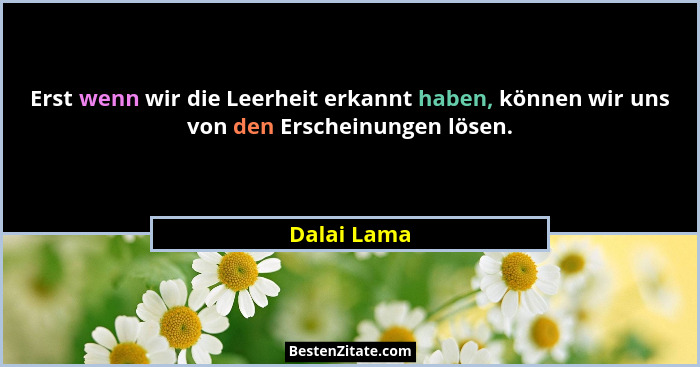 Erst wenn wir die Leerheit erkannt haben, können wir uns von den Erscheinungen lösen.... - Dalai Lama