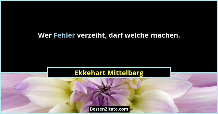 Wer Fehler verzeiht, darf welche machen.... - Ekkehart Mittelberg