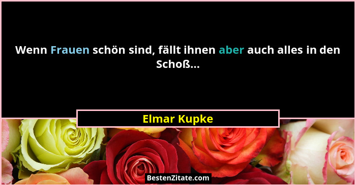 Wenn Frauen schön sind, fällt ihnen aber auch alles in den Schoß...... - Elmar Kupke