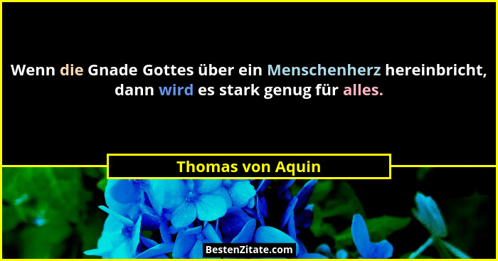 Wenn die Gnade Gottes über ein Menschenherz hereinbricht, dann wird es stark genug für alles.... - Thomas von Aquin