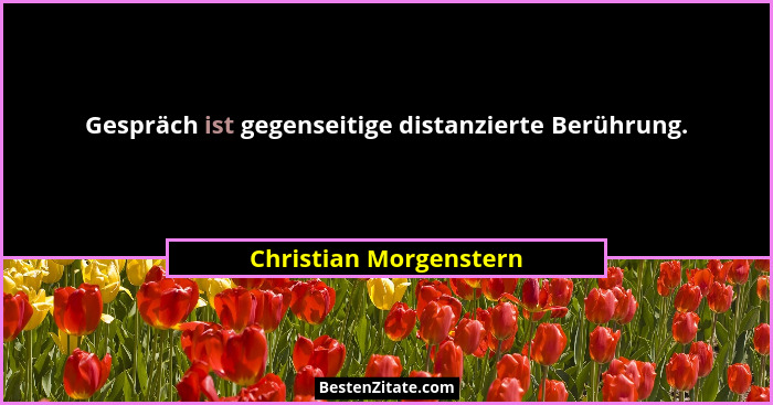 Gespräch ist gegenseitige distanzierte Berührung.... - Christian Morgenstern
