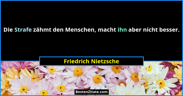 Die Strafe zähmt den Menschen, macht ihn aber nicht besser.... - Friedrich Nietzsche