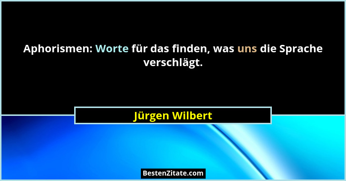 Aphorismen: Worte für das finden, was uns die Sprache verschlägt.... - Jürgen Wilbert