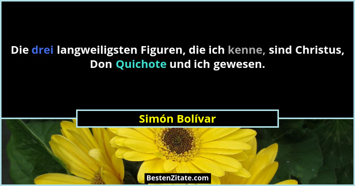 Die drei langweiligsten Figuren, die ich kenne, sind Christus, Don Quichote und ich gewesen.... - Simón Bolívar
