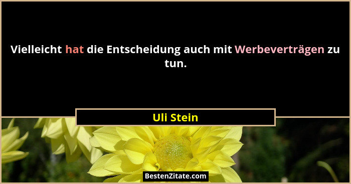 Vielleicht hat die Entscheidung auch mit Werbeverträgen zu tun.... - Uli Stein
