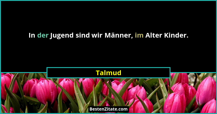 In der Jugend sind wir Männer, im Alter Kinder.... - Talmud