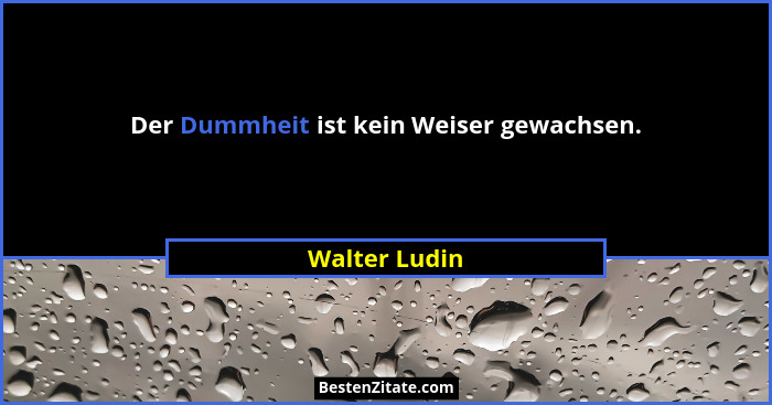 Der Dummheit ist kein Weiser gewachsen.... - Walter Ludin
