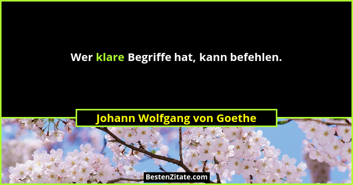 Wer klare Begriffe hat, kann befehlen.... - Johann Wolfgang von Goethe