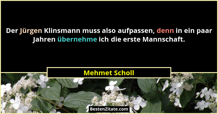 Der Jürgen Klinsmann muss also aufpassen, denn in ein paar Jahren übernehme ich die erste Mannschaft.... - Mehmet Scholl
