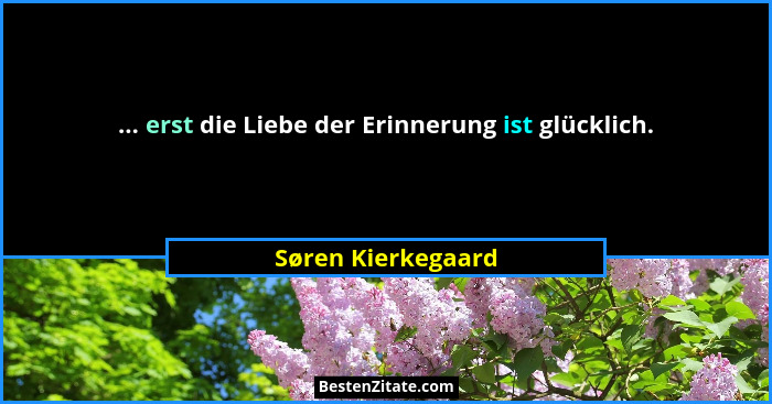 ... erst die Liebe der Erinnerung ist glücklich.... - Søren Kierkegaard
