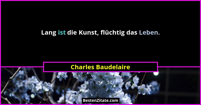 Lang ist die Kunst, flüchtig das Leben.... - Charles Baudelaire