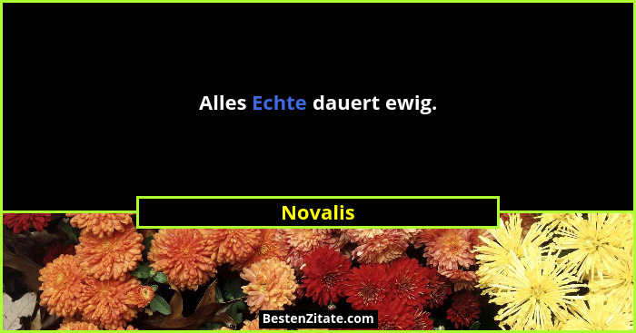 Alles Echte dauert ewig.... - Novalis