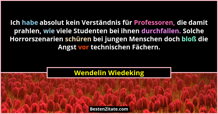 Ich habe absolut kein Verständnis für Professoren, die damit prahlen, wie viele Studenten bei ihnen durchfallen. Solche Horrorsze... - Wendelin Wiedeking