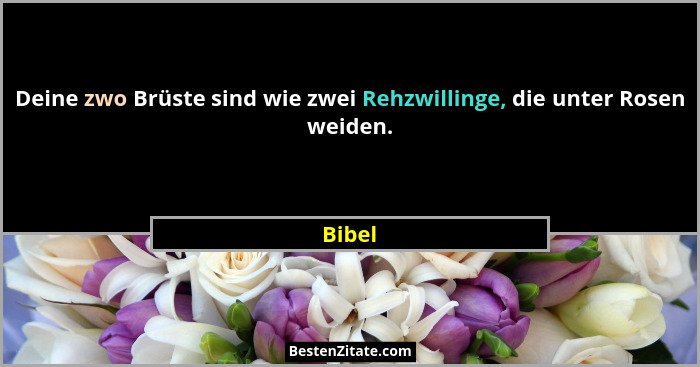 Deine zwo Brüste sind wie zwei Rehzwillinge, die unter Rosen weiden.... - Bibel