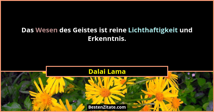 Das Wesen des Geistes ist reine Lichthaftigkeit und Erkenntnis.... - Dalai Lama