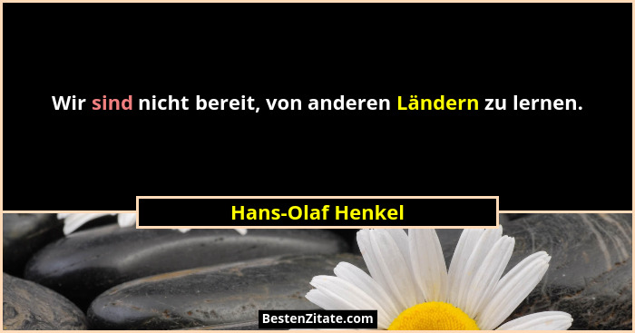 Wir sind nicht bereit, von anderen Ländern zu lernen.... - Hans-Olaf Henkel