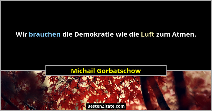 Wir brauchen die Demokratie wie die Luft zum Atmen.... - Michail Gorbatschow