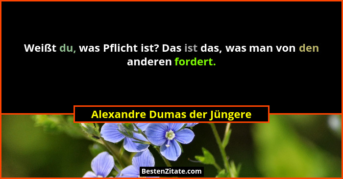 Weißt du, was Pflicht ist? Das ist das, was man von den anderen fordert.... - Alexandre Dumas der Jüngere