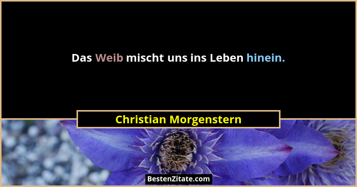 Das Weib mischt uns ins Leben hinein.... - Christian Morgenstern