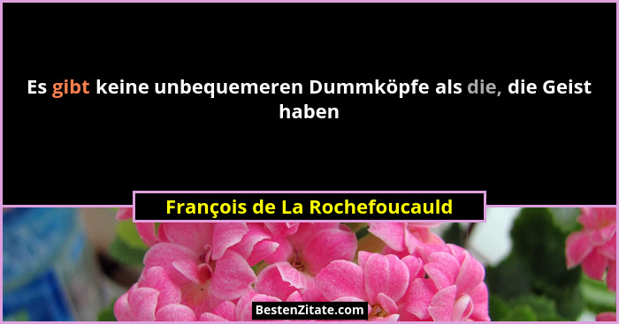 Es gibt keine unbequemeren Dummköpfe als die, die Geist haben... - François de La Rochefoucauld