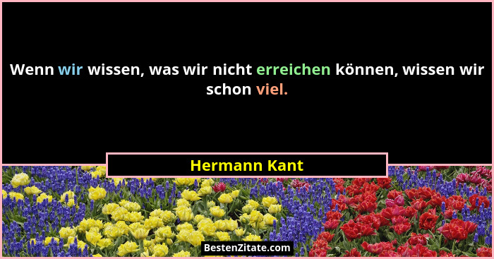 Wenn wir wissen, was wir nicht erreichen können, wissen wir schon viel.... - Hermann Kant