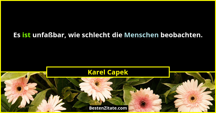 Es ist unfaßbar, wie schlecht die Menschen beobachten.... - Karel Capek