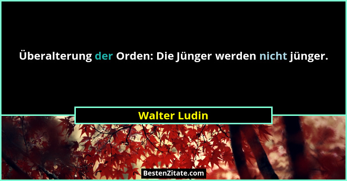 Überalterung der Orden: Die Jünger werden nicht jünger.... - Walter Ludin