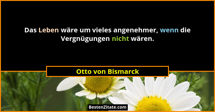 Das Leben wäre um vieles angenehmer, wenn die Vergnügungen nicht wären.... - Otto von Bismarck