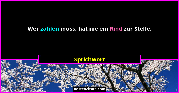 Wer zahlen muss, hat nie ein Rind zur Stelle.... - Sprichwort