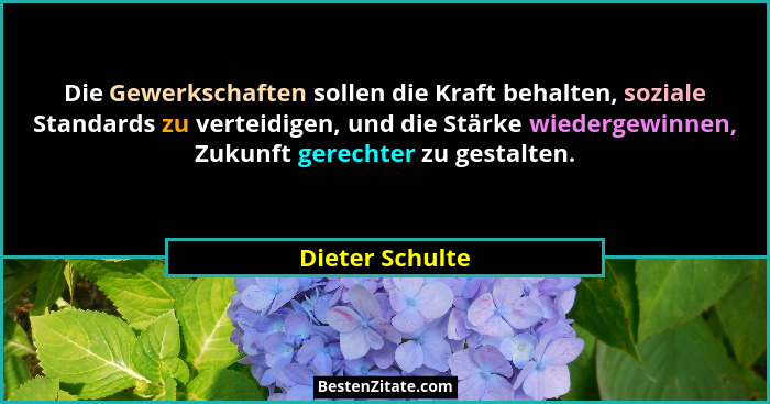 Die Gewerkschaften sollen die Kraft behalten, soziale Standards zu verteidigen, und die Stärke wiedergewinnen, Zukunft gerechter zu g... - Dieter Schulte