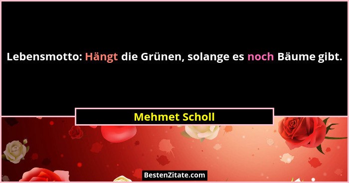 Lebensmotto: Hängt die Grünen, solange es noch Bäume gibt.... - Mehmet Scholl