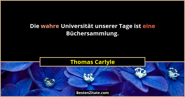 Die wahre Universität unserer Tage ist eine Büchersammlung.... - Thomas Carlyle