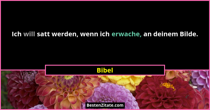 Ich will satt werden, wenn ich erwache, an deinem Bilde.... - Bibel