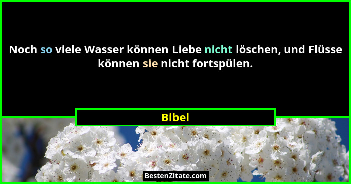 Noch so viele Wasser können Liebe nicht löschen, und Flüsse können sie nicht fortspülen.... - Bibel