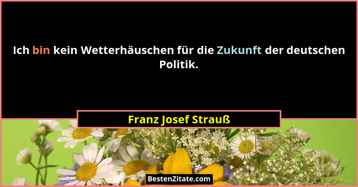 Ich bin kein Wetterhäuschen für die Zukunft der deutschen Politik.... - Franz Josef Strauß