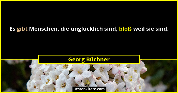 Es gibt Menschen, die unglücklich sind, bloß weil sie sind.... - Georg Büchner