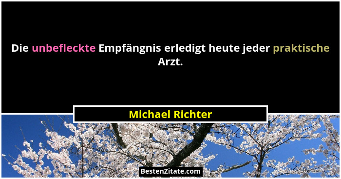 Die unbefleckte Empfängnis erledigt heute jeder praktische Arzt.... - Michael Richter