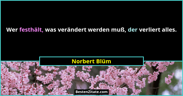 Wer festhält, was verändert werden muß, der verliert alles.... - Norbert Blüm