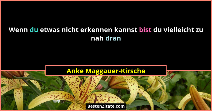 Wenn du etwas nicht erkennen kannst bist du vielleicht zu nah dran... - Anke Maggauer-Kirsche