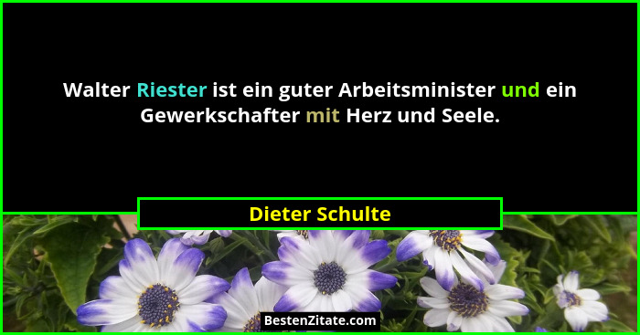 Walter Riester ist ein guter Arbeitsminister und ein Gewerkschafter mit Herz und Seele.... - Dieter Schulte