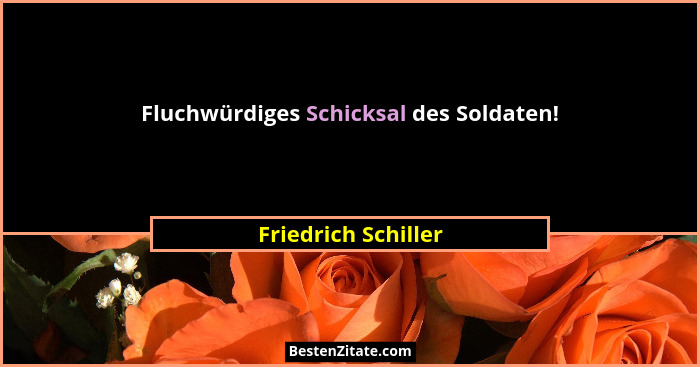 Fluchwürdiges Schicksal des Soldaten!... - Friedrich Schiller