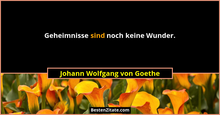 Geheimnisse sind noch keine Wunder.... - Johann Wolfgang von Goethe