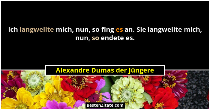 Ich langweilte mich, nun, so fing es an. Sie langweilte mich, nun, so endete es.... - Alexandre Dumas der Jüngere