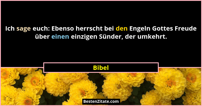 Ich sage euch: Ebenso herrscht bei den Engeln Gottes Freude über einen einzigen Sünder, der umkehrt.... - Bibel