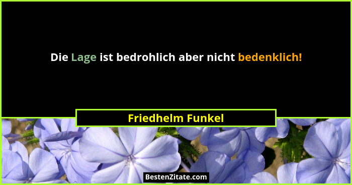 Die Lage ist bedrohlich aber nicht bedenklich!... - Friedhelm Funkel
