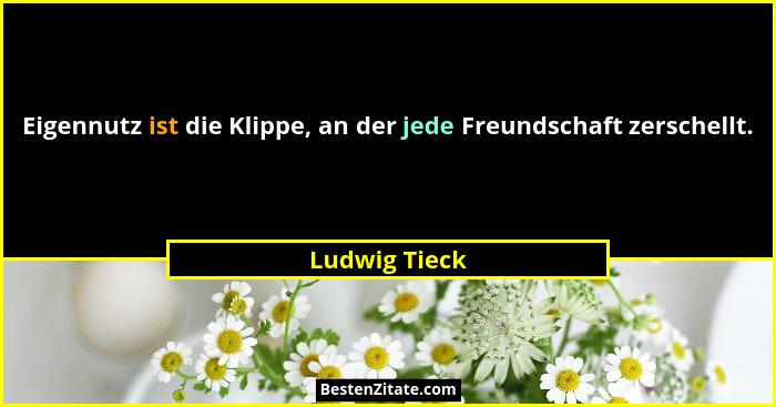 Eigennutz ist die Klippe, an der jede Freundschaft zerschellt.... - Ludwig Tieck
