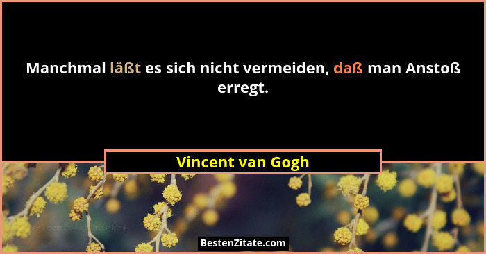 Manchmal läßt es sich nicht vermeiden, daß man Anstoß erregt.... - Vincent van Gogh