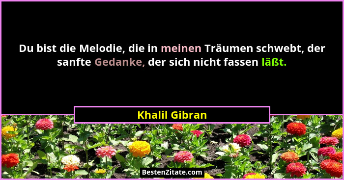 Du bist die Melodie, die in meinen Träumen schwebt, der sanfte Gedanke, der sich nicht fassen läßt.... - Khalil Gibran