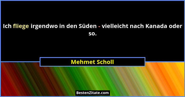 Ich fliege irgendwo in den Süden - vielleicht nach Kanada oder so.... - Mehmet Scholl